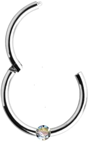 Generisch PIERCING Clicker 44002-8 - Pendientes Nariz, Anillo de oro blanco 585 con diamante íntimo, hélix, tabique, conch, tragus, moderno, diámetro de 8 mm, Oro blanco
