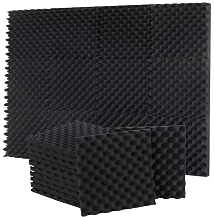 Sound Proofing Panels 24 Pack Egg Crate Acoustic Foam 12 x 12 x 1.18 Inches High Density Acoustic Foam Panels Flame Retardant Sound Absorbing Panels Studio Treatment