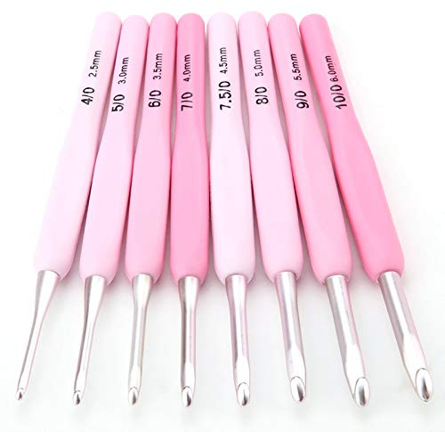 Aiguilles à Crochet Set, 9 Pcs Dégradé Couleur Tulipe Ergonomique Ensemble Avec Poignée Souple Colorée - Kits Pour Adultes Débutants