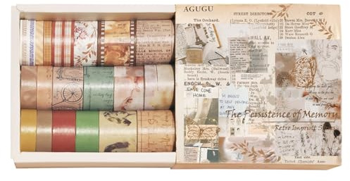 Bailinks Vintage Washi-band set för scrapbooking, 20 rullar mönstrade dekorativa tejp, klistermärken för bullet journaler, planerare, dekoration, presentförpackning