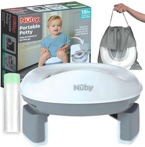 Nuby Pot de voyage portable – Apprentissage de la propreté - Pot Pliable Facile à Transporter – Réducteur Toilette/WC Enfant avec Protection Anti-Eclaboussure - 18+ mois