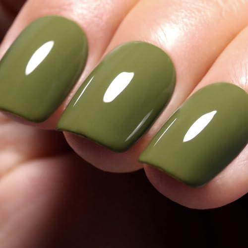 Ozzeal Gel Polish,1 Pcs 15ml Olive Green Gel Nail Polish Autumn Winter Soak off LED UV Gel Nail Polish Art Starter Manicure Salon DIY Nail Gel Polish at Home for Girl Women