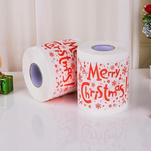 Aprilsunnyzone 1 rouleau de papier toilette pour décorations de Noël, Père Noël, bureau, chambre à coucher, papier toilette, impression amusante (C)