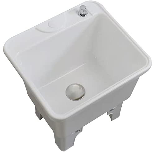 Slop Sinks,Commercial Floor-Standing Mop Sink, Home Bathroom Balcony Mop Service Basin, Multipurpose Utility Sink Laundry Tub for Courtyards, Outdoor (White)