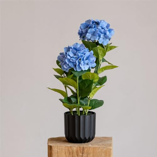 Avoeco Large Faux Hydrangea Tree in Pot – Lifelike Real-Touch Artificial Hydrangea Plant for Indoor & Outdoor Decor, Perfect for Entrances and Centerpieces (Blue)