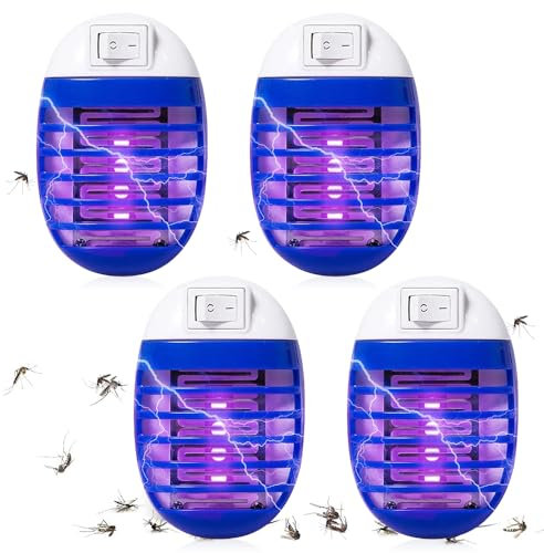 mizikuu 4 Stück Mückenlampe, Insektenvernichter Steckdose mit UV Licht Mückenstecker Elektrisch Mückenschutz Lampe Insekten Mückenfalle Innen Mückenvernichter für Haus Küche Schlafzimmer Kinderzimmer
