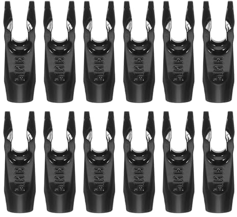 PATIKIL Encoches de Flèche de Tir à l'arc 3,2 mm Id, 12 Pcs Encoches en Plastique à Coller sur l'arbre de Flèche Accessoire de Queue de Flèche de Remplacement, Noir