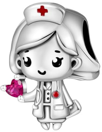 PANPOKI 925 Sterling Silber Charms Anhänger für Armband Charm Liebe ausdrücken Bead Charms Armband für Damen Pendant, Kompatibel mit Europäischen Armbändern (A-Liebe Krankenschwester Charms)