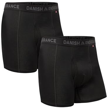 DANISH ENDURANCE Merino Wool Boxers, Optional Fly, 2-pack | Merino Wool Trunks, Sweat-Wicking & Odour-Resistant with Optional Fly & Chafe-Free Seams for Hiking & Training