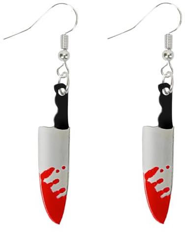 Halloween Ohrringe, Blutiges Messer Blut Horror Schmuck accessoires für halloween kostüm messer, Damen Mädchen Mottoparty Karneval Cosplay Verkleidung
