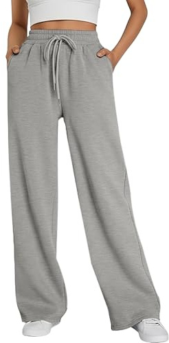 Neteson Pantaloni Sportivi Donna Vita Alta Pantaloni da Jogging Gamba Larga | Comodi Pantaloni Palestra con Tasche e Coulisse per Casual Fitness Running