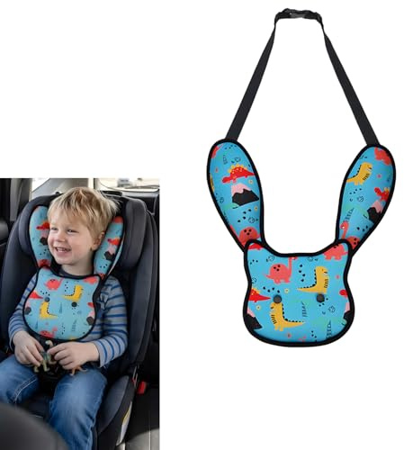 Devineresse Kinder Auto Gurtpolster, Coussin De Ceinture De Sécurité Motif Dinosaure, Polyester, Oreiller De Sommeil Enfant Auto 4-12 Ans Vert