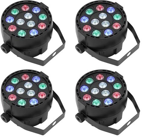 4 stycken LED-par-strålkastare scenljus festljus belysning discolampa ljuseffekt spotljus strålkastare rörlig huvud för DJ disco bar bröllop scenshower halloween jul