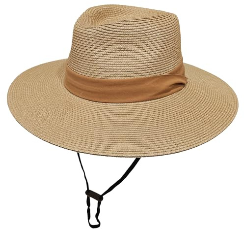 Wildarms Sombrero Panamá de Verano Unisex, Sombrero de Paja de ala Ancha Ligero y Plegable, Transpirable para Mujer y Hombre, Playa y Viaje
