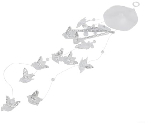 Campanas de viento de metal de ángel de aluminio plateado para decoración de jardín y patio, para decoración de exteriores de tono nítido de 70 cm