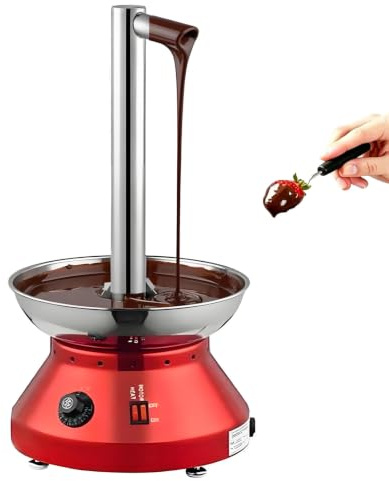 Kommersiell Smältmaskin För Chokladfontän, Temperaturreglering 30–110 °c, Fontän I Rostfritt Stål På 3 000 Ml Med Reglage Och Stötdämpande Underrede För Användning På Kaféer, I Dessertbarer