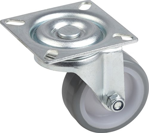 Metafranc Lenkrolle Ø 50 mm - 60 x 60 mm Platte - Polyurethan-Rad - Weiche Lauffläche - Gleitlager - 65 kg Tragkraft / Transportrolle / Möbelrolle / Schwerlastrolle / 802870