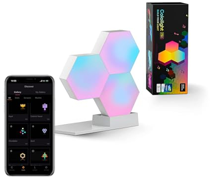 Cololight RGB Lamp, Smart Table Lamp, 2.4GHz WiFi only, App Control & Voice Control, Compatible with Alexa & Google Assistant, Gaming Desk Lamp, Mood Lamp for Bedroom, Pro, 3 Hexagons