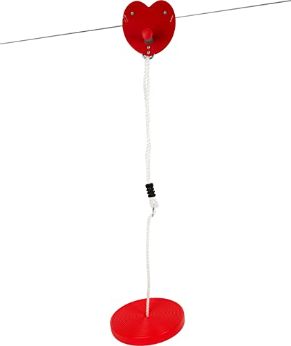 small foot Seilbahn Rasant, mit längenverstellbarer Tellerschaukel und Stahlkabel, max. 70 kg, ab 5 Jahren, 11955, Rot
