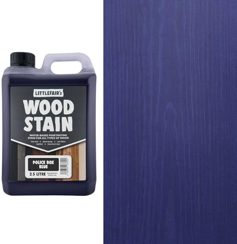 Littlefair's Wood Stain Water-Based - (Police Box Blue) – Non-Toxic, Eco-Friendly & Quick Drying - Easy-to-Apply, Concentrated Formula for All Wood Types – 2.5 LTR