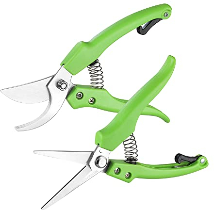 WORKPRO Gartenschere Set 2tlg., 200mm Bypass Astschere für frische Zweige und Äste, 215mm Ernteschere für Blume und Frucht Obst, Pflanzenschere Baumschere Rosenschere Blumenschere für Gartenarbeit