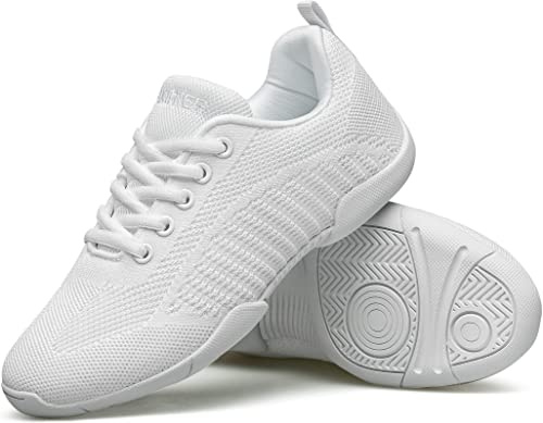 BAXINIER Flickor vita Cheerleading-skor andningsbara ungdom Cheer Competition sneakers atletisk träning dans tennis promenadskor, Vit 851-flickor, 9.5 Toddler