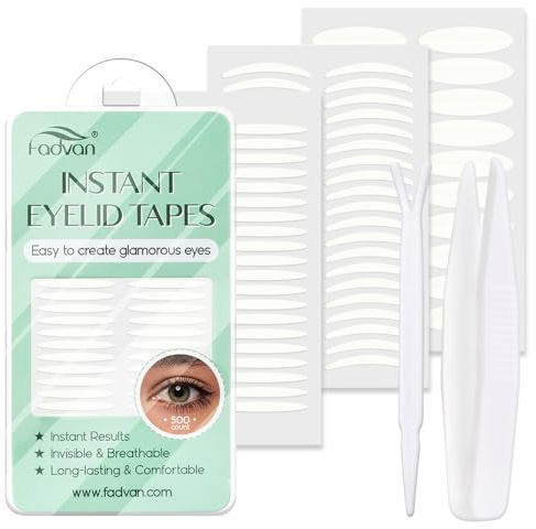 FADVAN 500 Pezzi di Strisce Palpebrali, Striscia Adesiva di Sollevamento delle Palpebre Cadenti, Doppio Adesivo Palpebrale, Strisce Palpebrali Invisibili