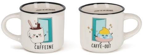 Legami - Tazas de café expreso For Two, juego de 2 tazas de café de porcelana New Bone China, taza de café lavable en lavavajillas, tema Poo, diámetro 5,5 cm, capacidad 50 ml