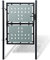 Rantry Gartenzauntor schwarz 100 x 250 cm Gartentür Maschendrahtzaun Tür für Metallzaun Garten Stahl mit Schloss und Schlüssel