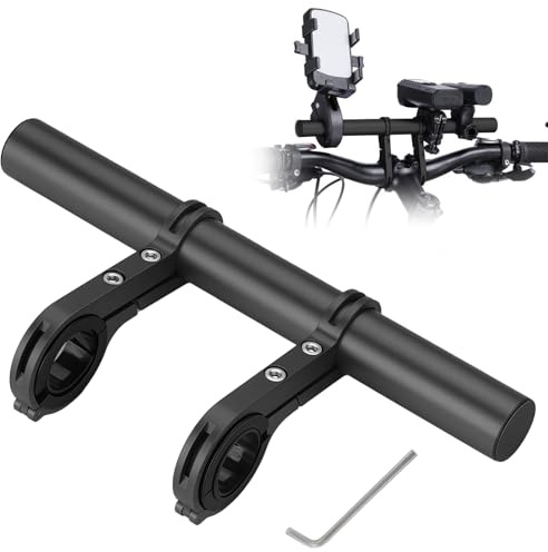 GOWTX Extensor de manillar de aleación de aluminio, 30 cm, negro, extensión de manillar de bicicleta universal, con llave Allen y clips de fijación, para bicicletas de carretera, montaña o ciudad