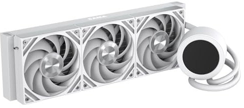 SAMA Q70 360mm AIO Liquid CPU Cooler with 2.8 IPS LCD Display, XT120 Modular LCP Fans, Magnetic Stands, Type-C Daisy Chain, Quiet 2500RPM Pump, Intel & AMD Compatible, White