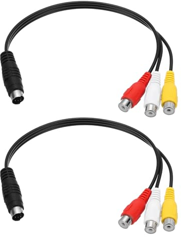 MECCANIXITY 2PCS S Video Cable 0.9ft, 4 Pin S-Video Male to 3 RCA Female Composite Adapter Converter Transfer for TV Receiver Monitor