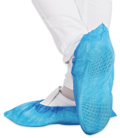 Hygostar 200x Schuhüberzieher Einweg blau, CPE Überzieher Schuhe, Schuh Überzieher wasserdicht, Überschuhe Fersenschutz für Schuhe, Schuhüberzieher reißfest, Überschuhe elastisch, Überziehschuhe