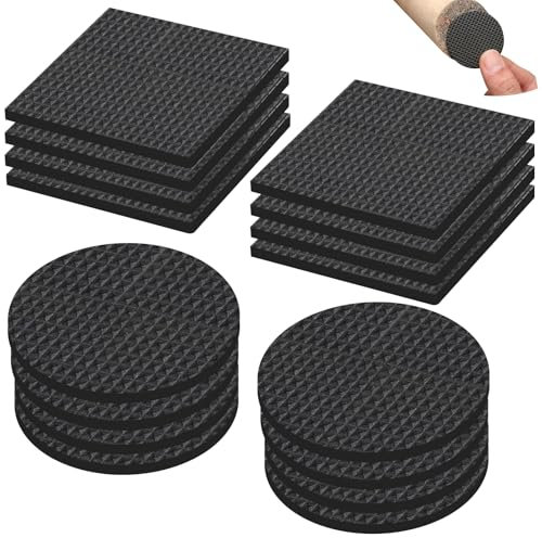 Minfuerang 16 Pezzi Antiscivolo Cuscinetti Autoadesivi, Feltrini per Gambe di Mobili, Tappetini, Pad Rotondi e Quadrati, 50x50 mm (PE)