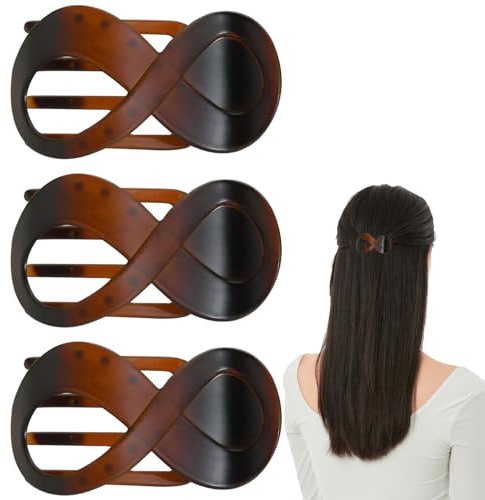 Pince a Cheveux, 3 Pièces Pince Cheveux Femme Pour Épais Ou Fins, Grosse Antidérapante Epais Hair Clip Pour Usage Quotidien, Sport Ou Détente (Mates Marron)