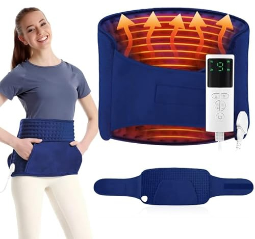 GMUFTIR Termoforo Elettrico, 130 x 30 cm Termoforo Lombare con 9 Livelli di Temperatura e 4 Tempi, Spegnimento Automatico, Cuscino Riscaldante Elettrico con Tasca per Schiena Spalle Addome