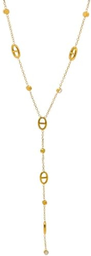 ZWOIVHE Collier Long pour Femme en Acier Inoxydable - Style Navy Link à Maillons Plongeants - Bijou élégant et Intemporel (P1240-En forme de Y doré)