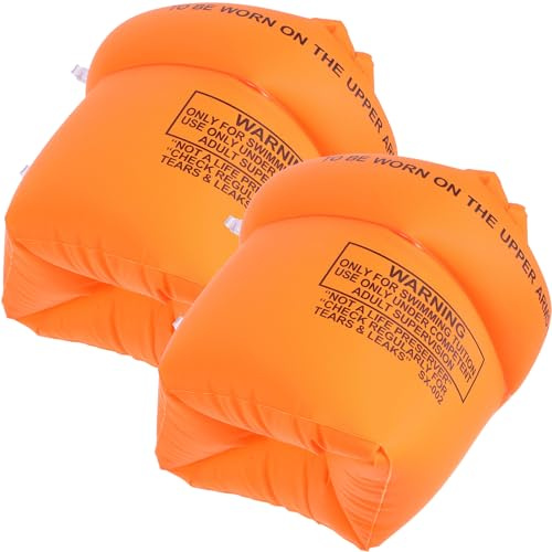 LRXIYODE Brassards Gonflables pour Adultes, 1 Paire, PVC Résistant, Orange, Double Chambre D’air, Accessoires Piscine pour Natation et Loisirs Aquatiques, Sécurité et Confort pour