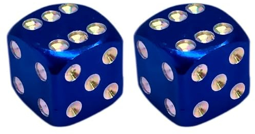 cyclingcolors 2X Tapas Tapones de Válvula Forma Dado Aluminio Schrader neumático Bicicleta Moto Coche Quad Patinete, Azul