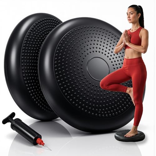 Balance kudde, ortopedisk sittdyna, Ø 32 cm, balanstränare med noppor, balanskudde, uppblåsbar inkl. pump