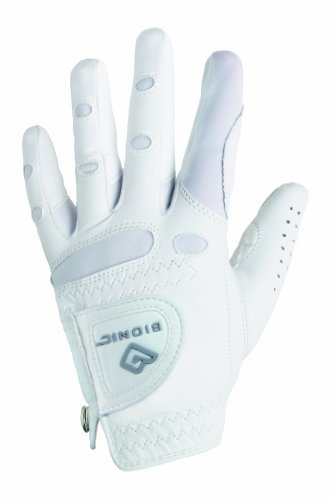 Bionic Guante de Golf clásico All White para Mujer, Mano Izquierda, Talla M