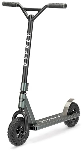 Osprey Dirt Scooter | for Adults and Beginners Scooter with Chunky Road Tyre Off Road All Terrain Pneumatic Trail Tires and Aluminium Deck, Multiple Colours, Grey, 53 x 85 x 88 cm