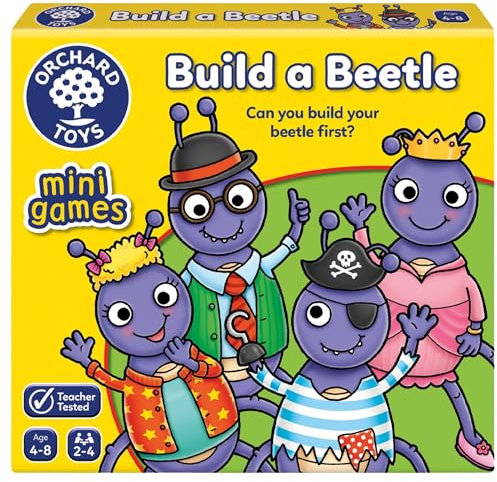 Orchard Toys Build A Beetle Mini Game, A Fun Colour and Matching Game, Perfect for Children Age 4-8, Kids Game, Party Gift, Educational Toy