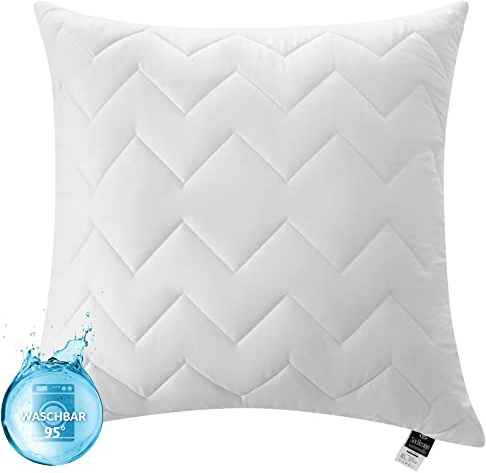 sei Design Kopfkissen 80x80 cm Schlafkissen Kissen für Bett - gesteppt mit Reißverschluss - Ökotex - waschbar bis 95 Grad, Kochfest - Made in Europa - Sofakissen - Zierkissen für Couch und Sofa
