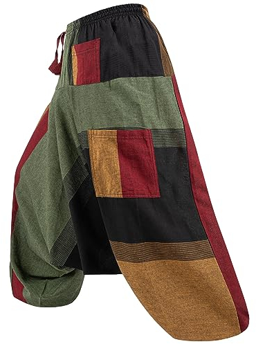 Kunst und Magie Bunte Aladin Haremshose, Farbe:Schwarz/Grün