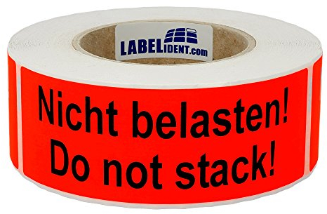Warnetiketten 150 x 50 mm - Paket Aufkleber Nicht belasten! Do not stack! - 500 Versandaufkleber auf 1 Rolle(n), Papier selbstklebend