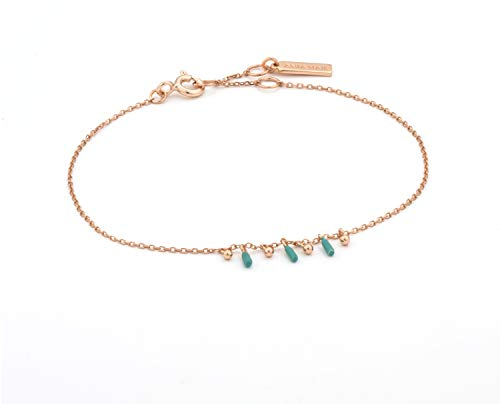 Ania Haie Damen-Armband Connect the dots 925 Silber rosévergoldet mit Türkis