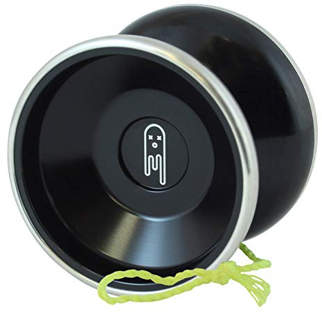 Yoyo King Ghost Bi-Metal Professional Yoyo – Aluminum & Stainless Steel Ball Bearing Yo-Yo with Responsive & Unresponsive C Bearings, Extra String – Black