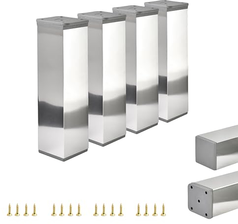 ALUSFERA Möbelfüße Verstellbar – 4er Set – Schrankfüsse mit Elegantes Design – Füße für Möbel 40 x 40 x 150 mm Einfache Montage mit Komplettem Schraubenset