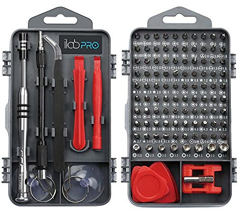 ilabPRO 120 pezzi kit di riparazione con punte di precisione per cacciavite, set di cacciaviti magnetici, tablet, computer portatile e PC – set di attrezzi cacciavite